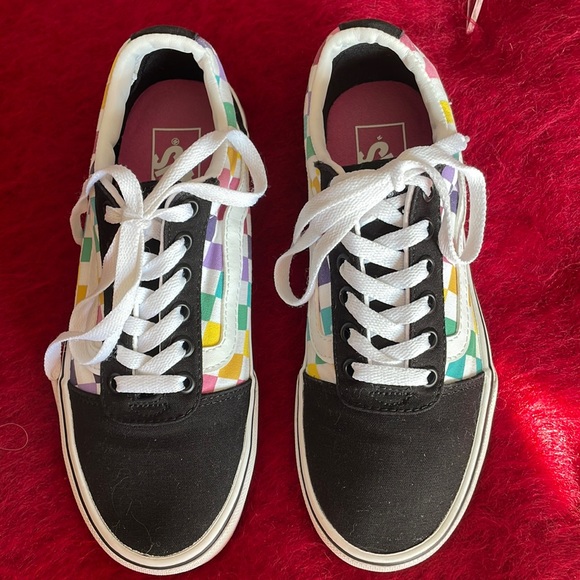 VANS Lo-cut OLD SCHOOL multi party checkerboard sneaker Womenโs  size 7 - Picture 4 of 9